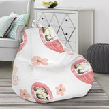 Daruma Japanese Wooden Doll Cherry Blossom Flower Pattern Bean Bag Cover