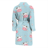 Cute Cow Flower Pattern Men'S Bathrobe