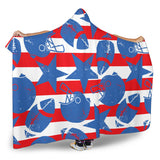 American Football Ball Star Stripes Pattern Hooded Blanket