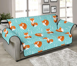 Fox pattern blue b ackground Sofa Cover Protector