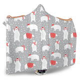 Cute Polar Bear Christmas Snow Pattern Hooded Blanket