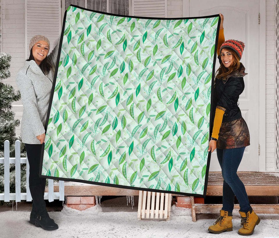 Green Peas Pattern Print Design 01 Premium Quilt