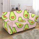 Avocado Heart Pink Background Loveseat Couch Slipcover