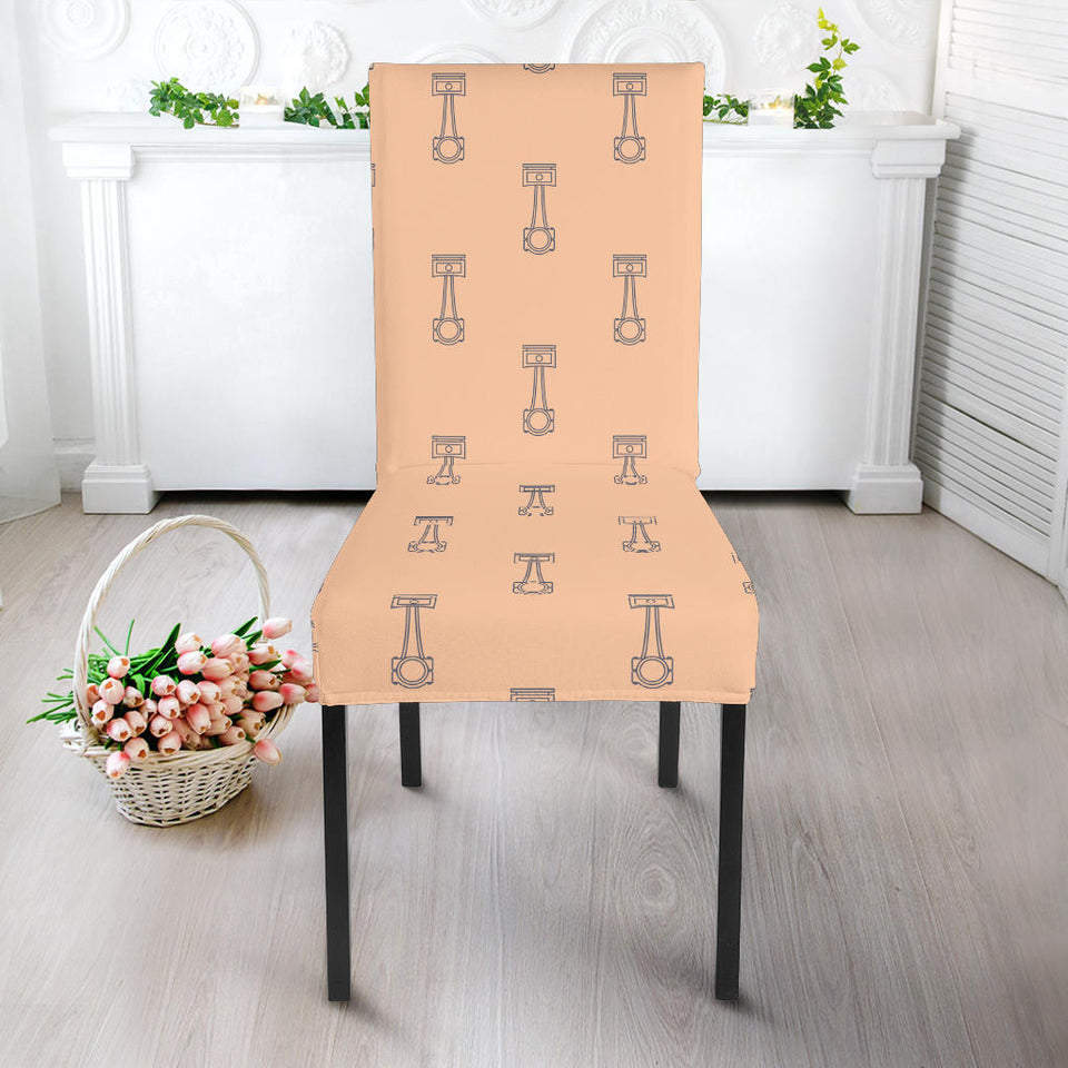 Engine Piston Cream Background Pattern Print Design 04 Dining Chair Slipcover