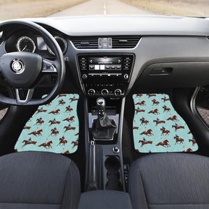 Horses Running Horses Rider Pattern Front Car Mats