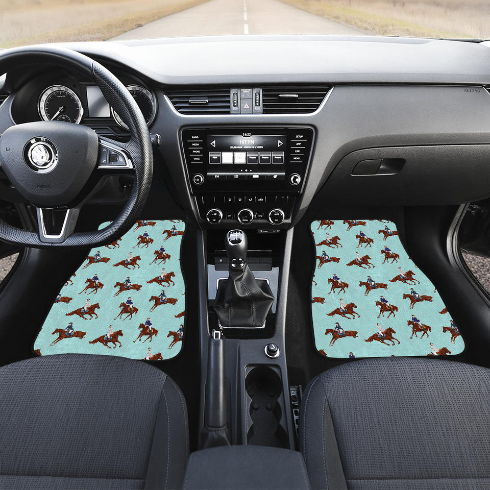 Horses Running Horses Rider Pattern Front Car Mats