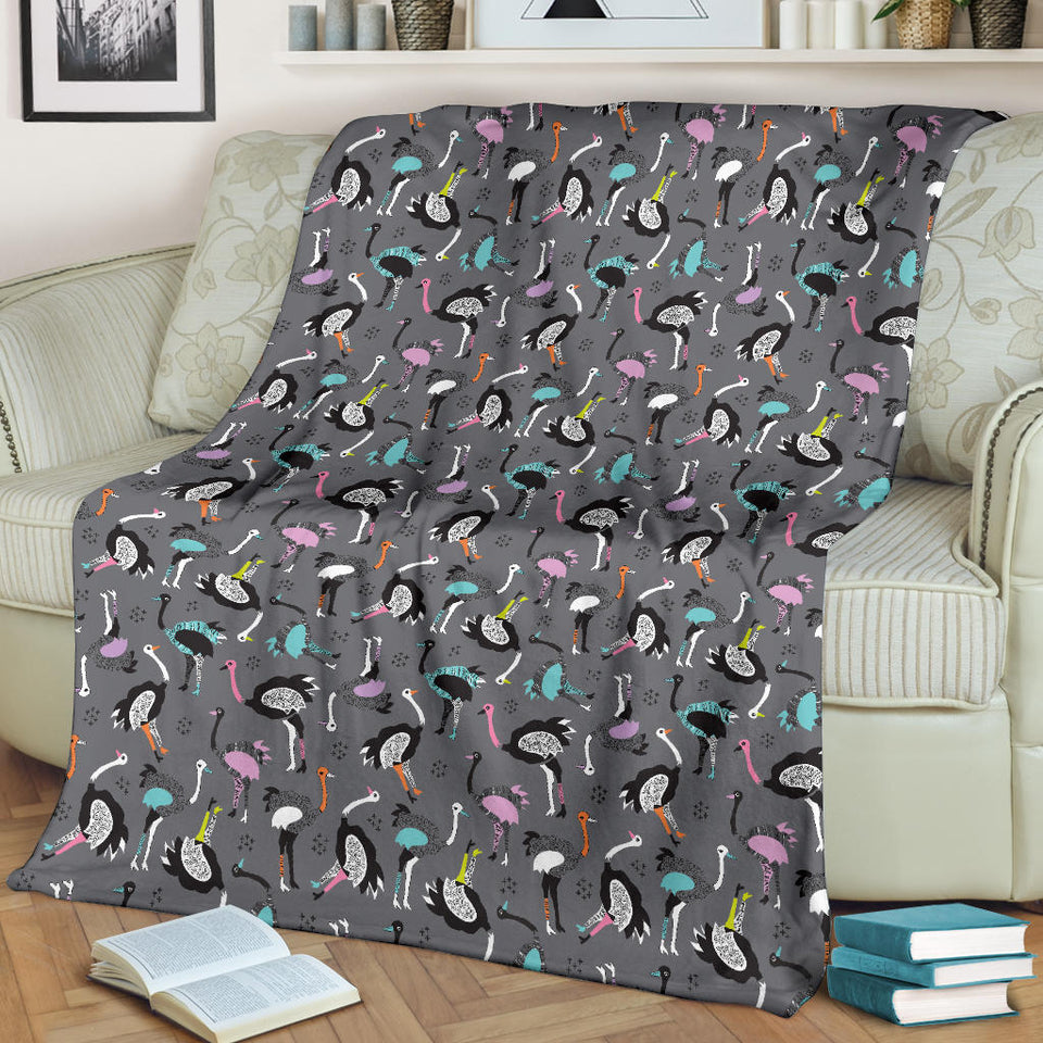 Ostrich Pattern Print Design 01 Premium Blanket