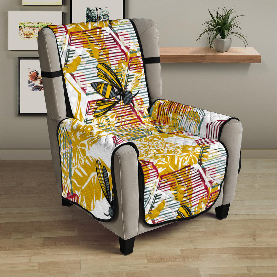 Cool Bee honeycomb leaves pattern Chair Cover Protector