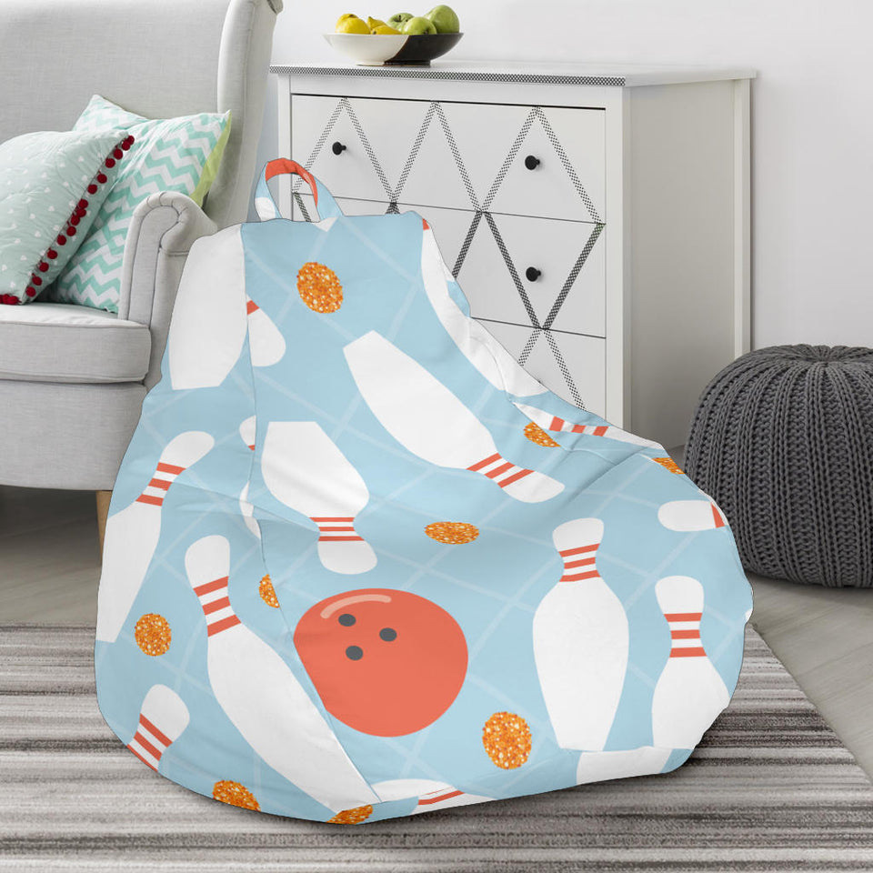 Bowling Ball Bowling Pins Blue Blackground Bean Bag Cover
