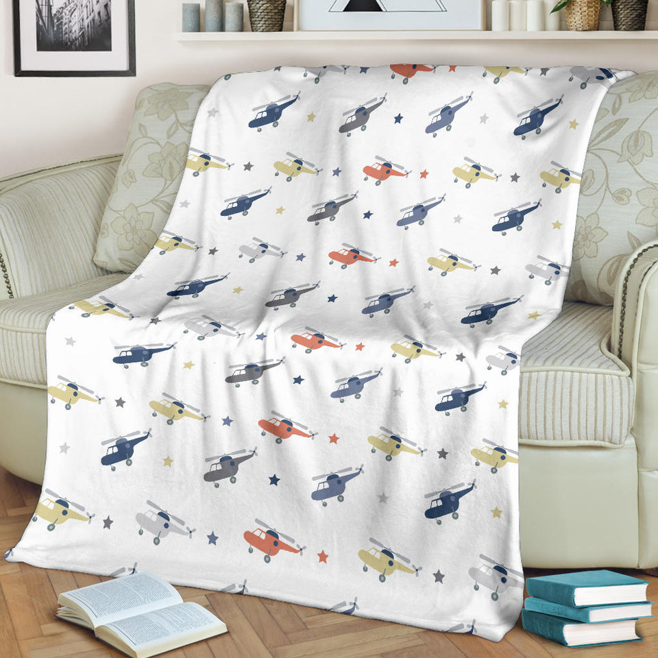 Cute Helicopter Star Pattern Premium Blanket