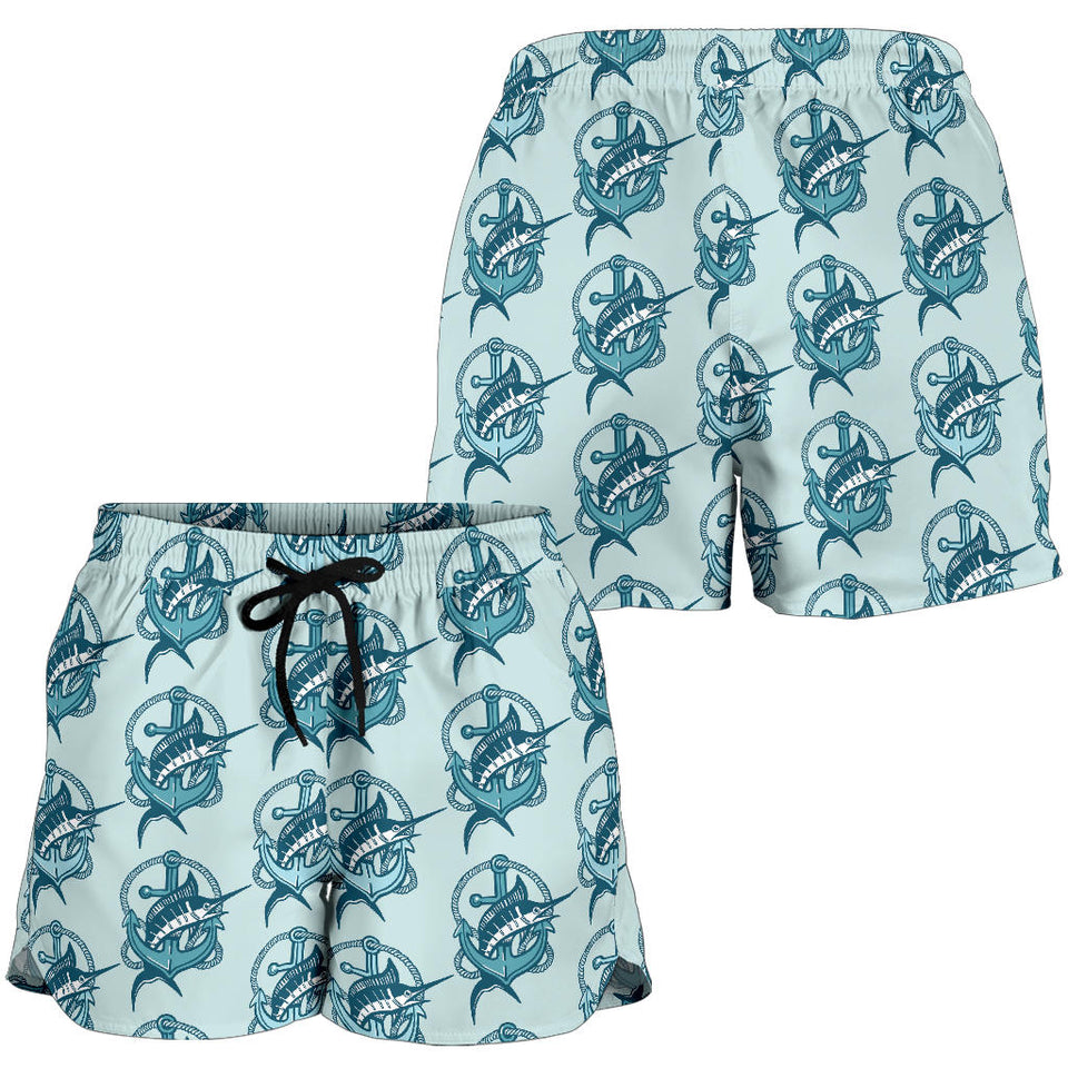 Swordfish Pattern Print Design 05 Women Shorts