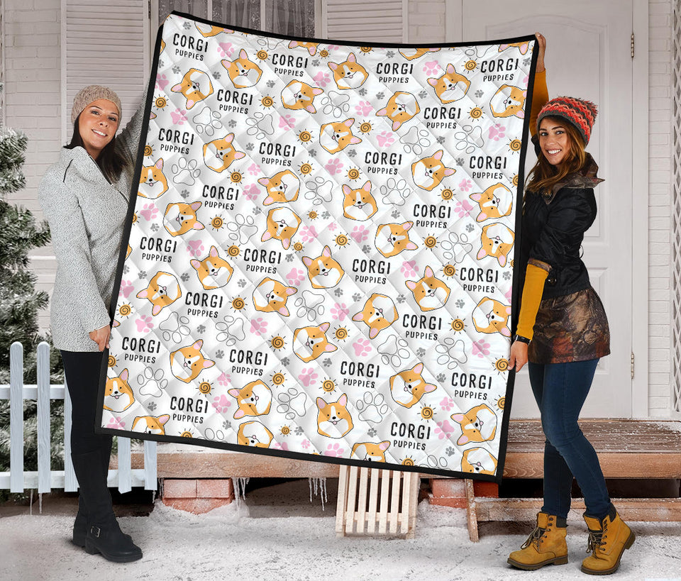 Corgi Dog Pattern Premium Quilt