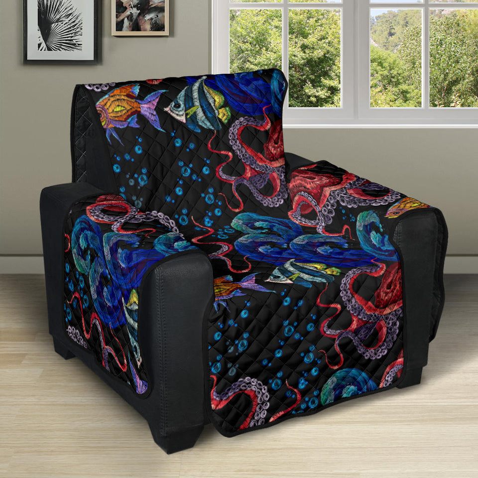 Octopus sea wave tropical fishe pattern Recliner Cover Protector