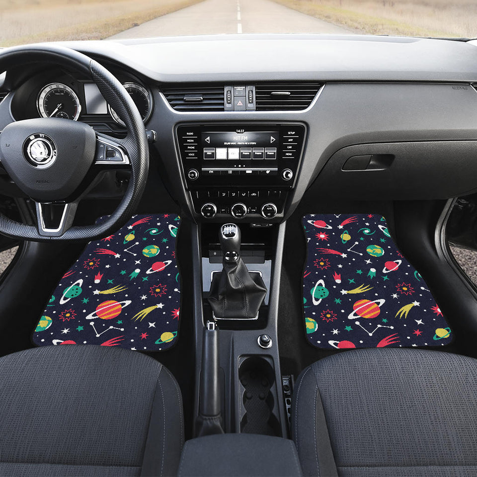Colorful Space Pattern Planet Star Front And Back Car Mats