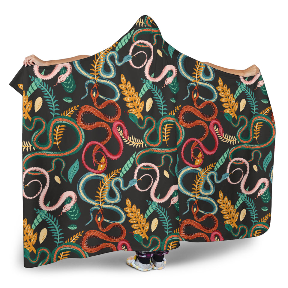 Colorful Snake Plant Pattern Hooded Blanket