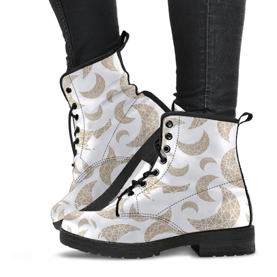 Cool Gold Moon Abstract Pattern Leather Boots