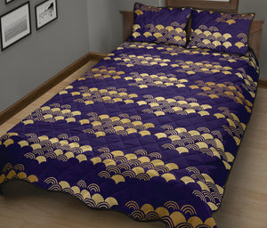 Beautiful japanese fan pattern Quilt Bed Set