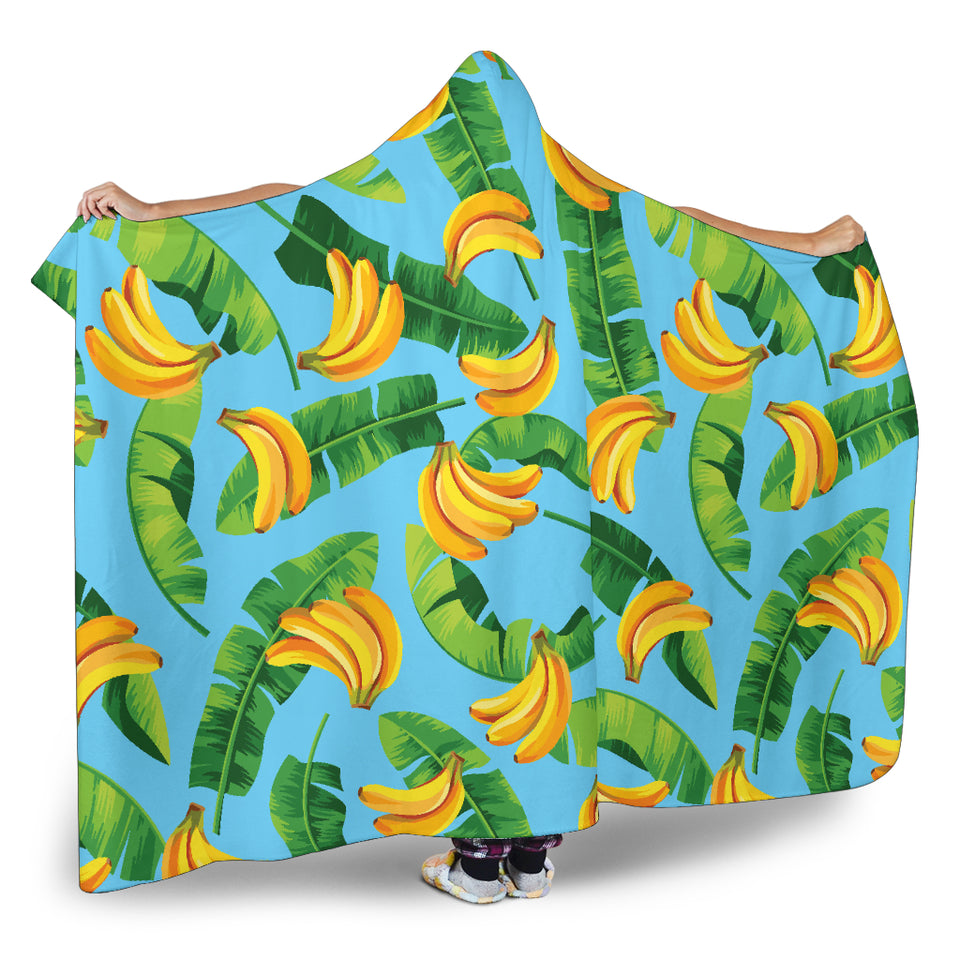 Banana Leaves Banana Design Pattern Hooded Blanket