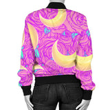 Moon Pink Rose Background Women'S Bomber Jacket