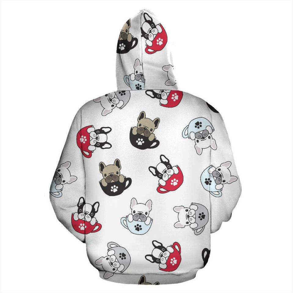French Bulldog Cup Paw Pattern Men Women Pullover Hoodie
