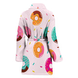 Donut Pattern Glaze Pink Background Women'S Bathrobe