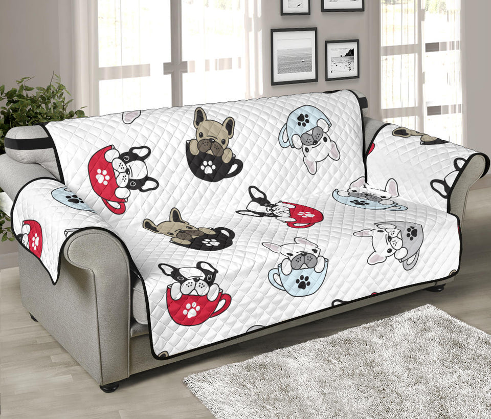 French bulldog cup paw pattern Sofa Cover Protector