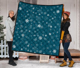 Snowflake Pattern Dark Background Premium Quilt