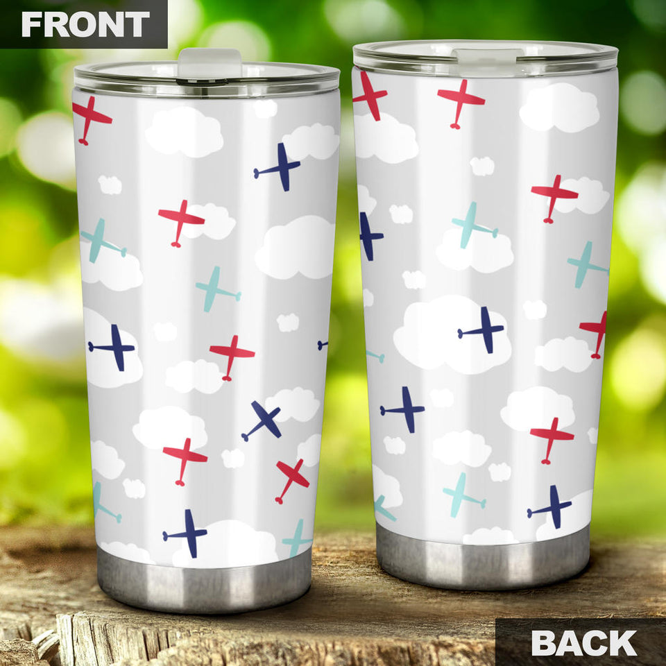 Airplane Cloud Grey Background Tumbler