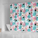 Toucan Tropical Flower Leave Pattern Shower Curtain Fulfilled In US