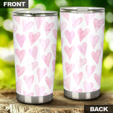 Watercolor Pink Heart Pattern Tumbler