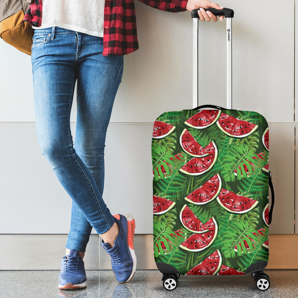 Watermelons Tropical Palm Leaves Pattern Background Cabin Suitcases Luggages