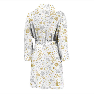 Christmas Tree Christmas Element Silver Gold Pattern Men'S Bathrobe