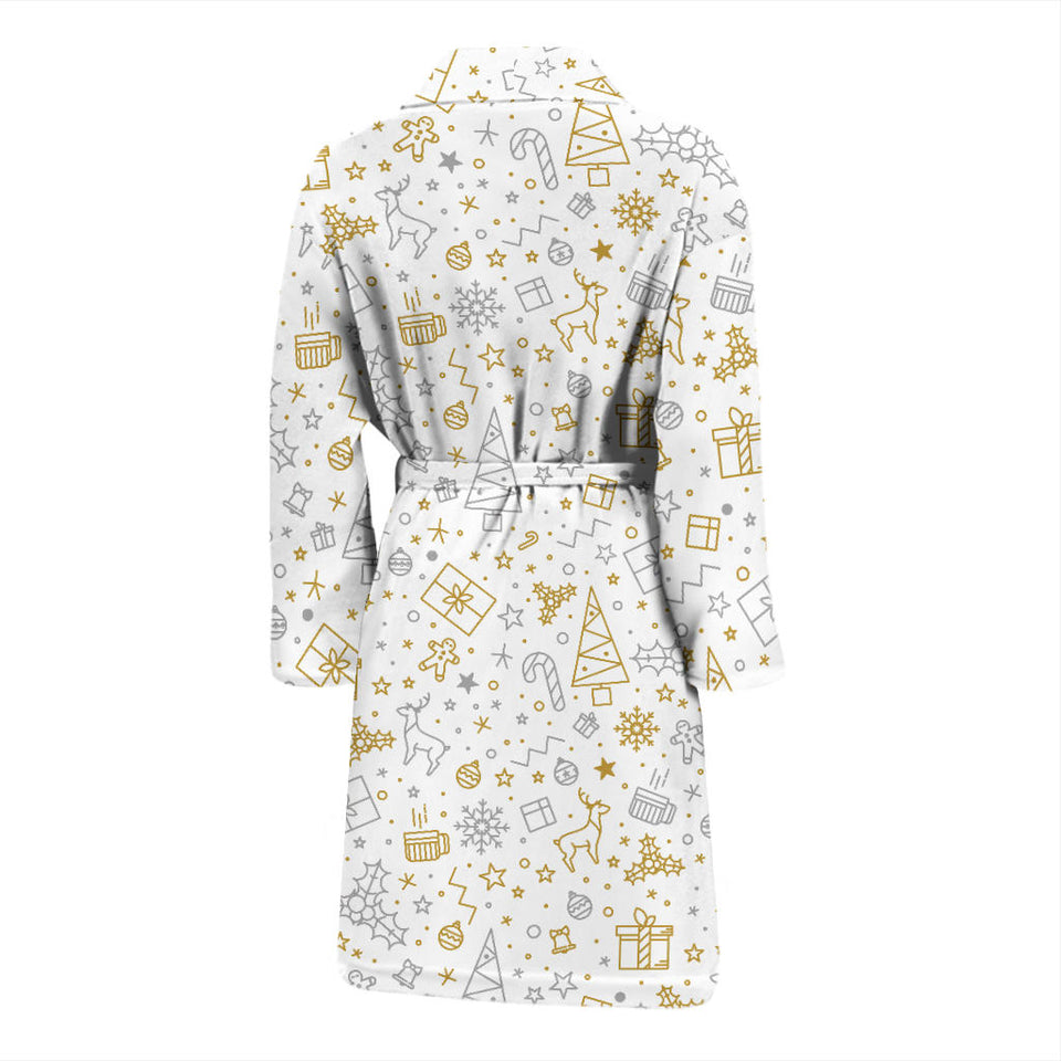 Christmas Tree Christmas Element Silver Gold Pattern Men'S Bathrobe