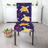 Colorful Sea Turtle Pattern Dining Chair Slipcover