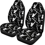 Saxophone Music Notes Treble Clef Black White Theme  Universal Fit Car Seat Covers