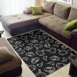 Garlic Pattern Black Background Area Rug