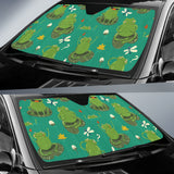 Cute Frog Dragonfly Design Pattern Car Sun Shade