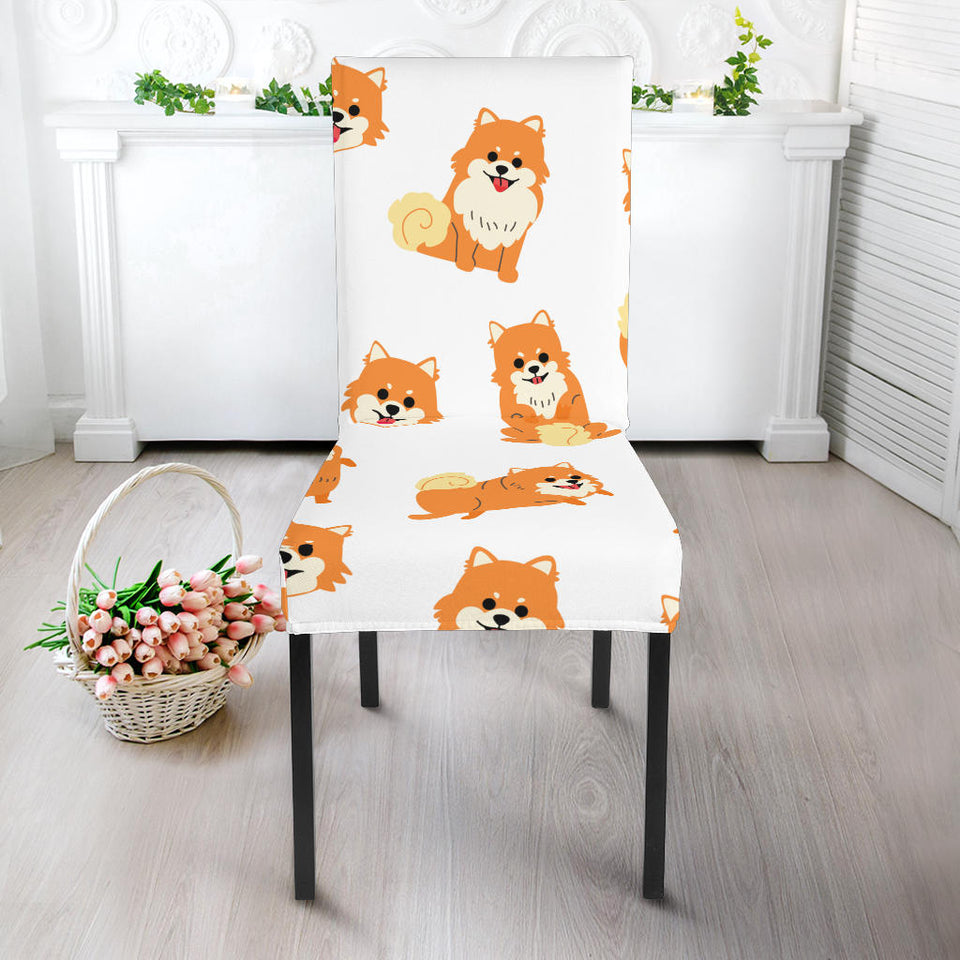 Brown Pomeranian Pattern Dining Chair Slipcover