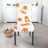 Brown Pomeranian Pattern Dining Chair Slipcover
