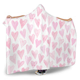Watercolor Pink Heart Pattern Hooded Blanket