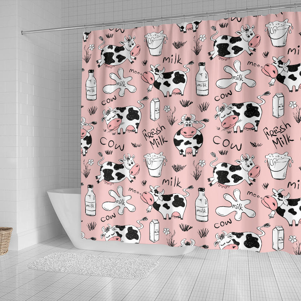 Cows Milk Product Pink Background Shower Curtain Fulfilled In US