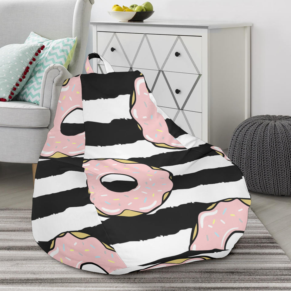 Donuts Pink Icing Striped Pattern Bean Bag Cover