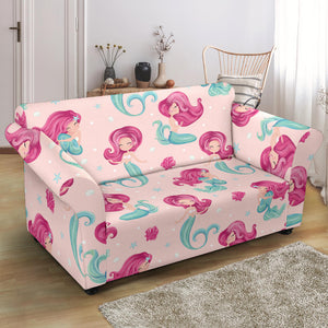 Cute Little Mermaid Pattern Loveseat Couch Slipcover