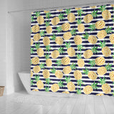 Pineapples Pattern Striped Background Shower Curtain Fulfilled In US