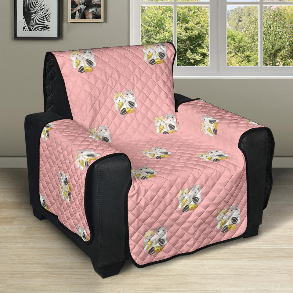 Cute hamster cheese pattern pink background Recliner Cover Protector
