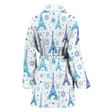 Eiffel Tower Pattern Print Design 01 Women's Bathrobe