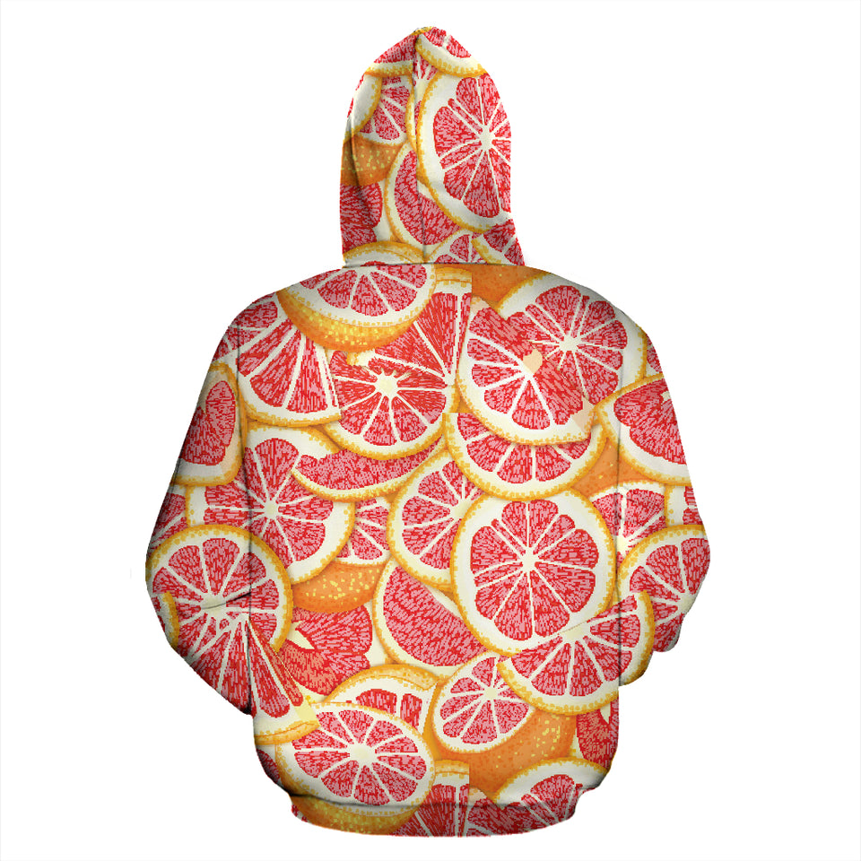 Tropical Grapefruit Pattern Zip Up Hoodie