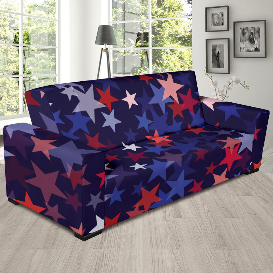 Red Blue Star Pattern Sofa Slipcover