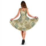 Ginkgo Leaves Design Pattern Sleeveless Midi Dress
