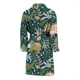 Dinosaurs Tropical Leaves Flower Pattern Men'S Bathrobe